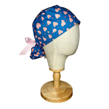 Load image into Gallery viewer, Pink Hearts Ponytail Scrub Cap