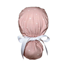 Load image into Gallery viewer, Pink & White Ponytail Scrub Cap
