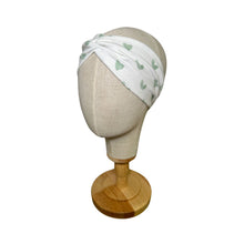 Load image into Gallery viewer, Watercolor Green Hearts Twist Headband