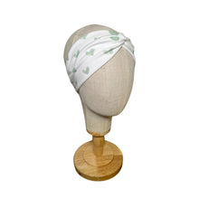Load image into Gallery viewer, Watercolor Green Hearts Twist Headband