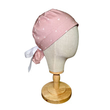 Load image into Gallery viewer, Pink & White Ponytail Scrub Cap