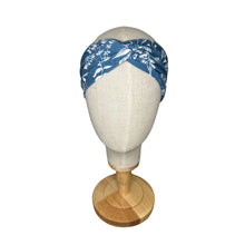 Load image into Gallery viewer, Blue Floral Twist Headband