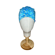Load image into Gallery viewer, Blue Bloom Ponytail Scrub Cap