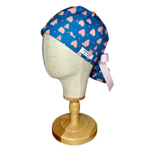 Load image into Gallery viewer, Pink Hearts Ponytail Scrub Cap