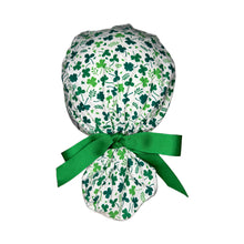 Load image into Gallery viewer, Shamrock Ponytail Scrub Cap